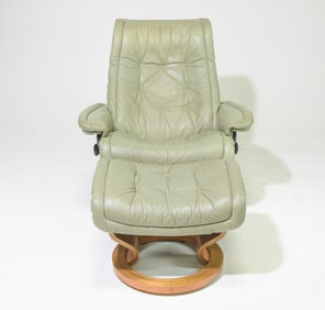 Mid Century Stressless Chair & Stool by Ekornes