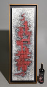 Brutalist Style Abstract Mixed Media Art on Canvas