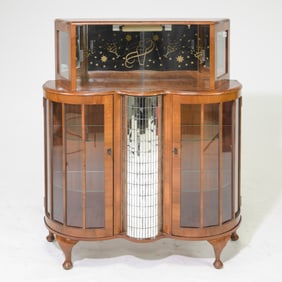 Art Deco Style Walnut Cocktail / Bar Cabinet