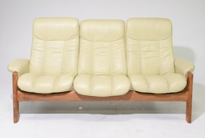 Ekornes Mid Century Modern Leather Sofa