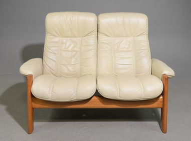 Ekornes Mid Century Modern Leather Loveseat