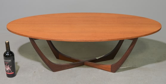 Mid Century Modern X Base Oval Coffee Table