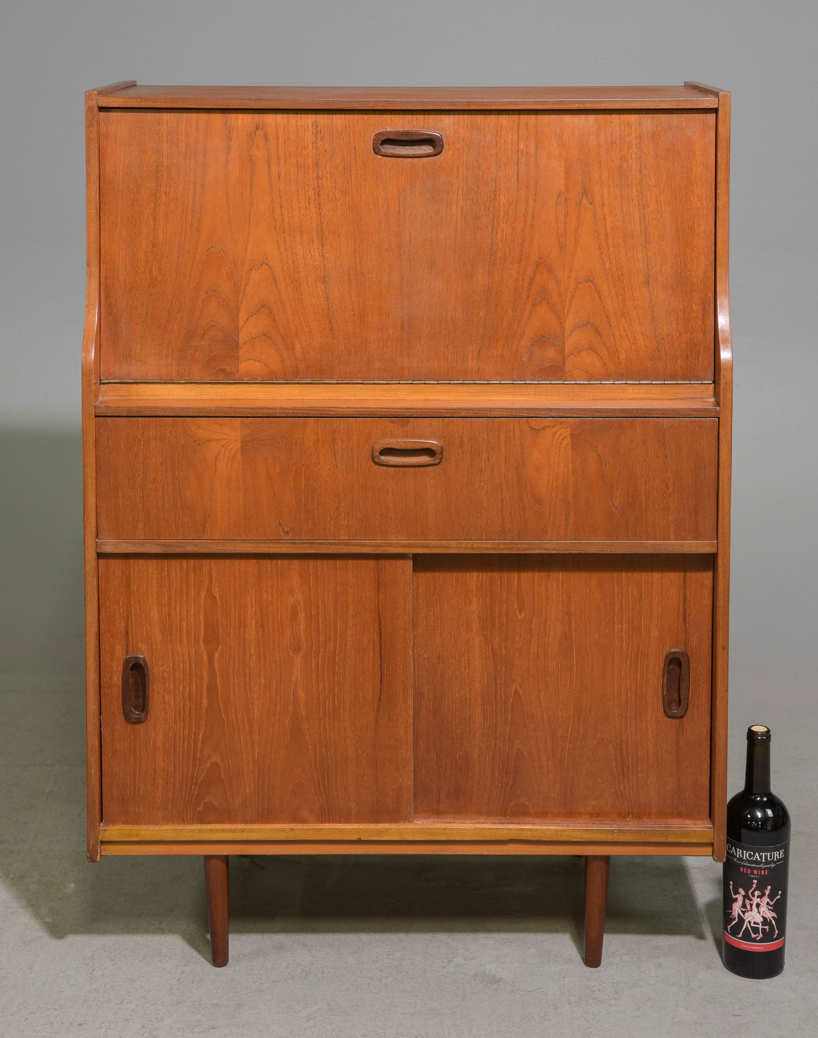 Mid Century Modern Drop Front Desk / Bureau: Danish Modern Style Drop Front Desk / Bureau - 42 in tall x 30 x 15