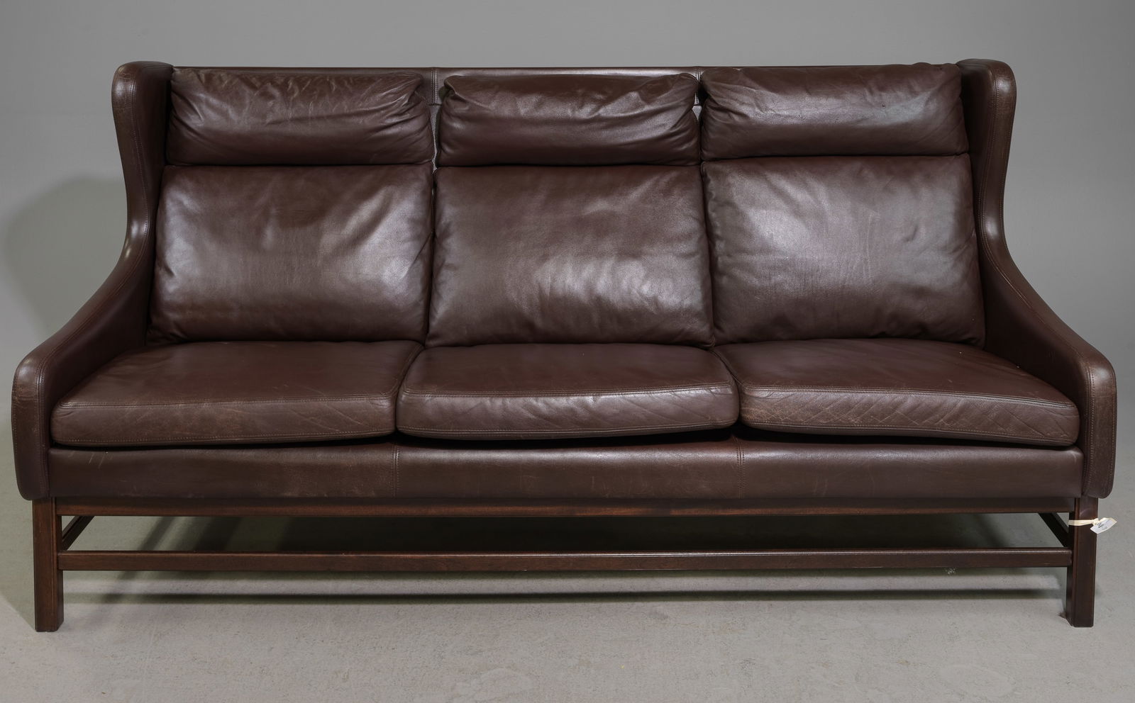 Danish Modern Wing Back Three Seater Leather Sofa (1 of 5)