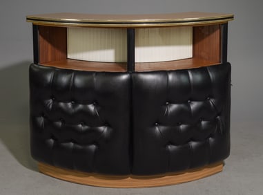 Mid Century Modern Leather Front Home Bar