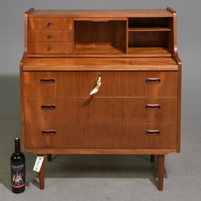 Danish Modern Three Drawer Desk with Pull Out