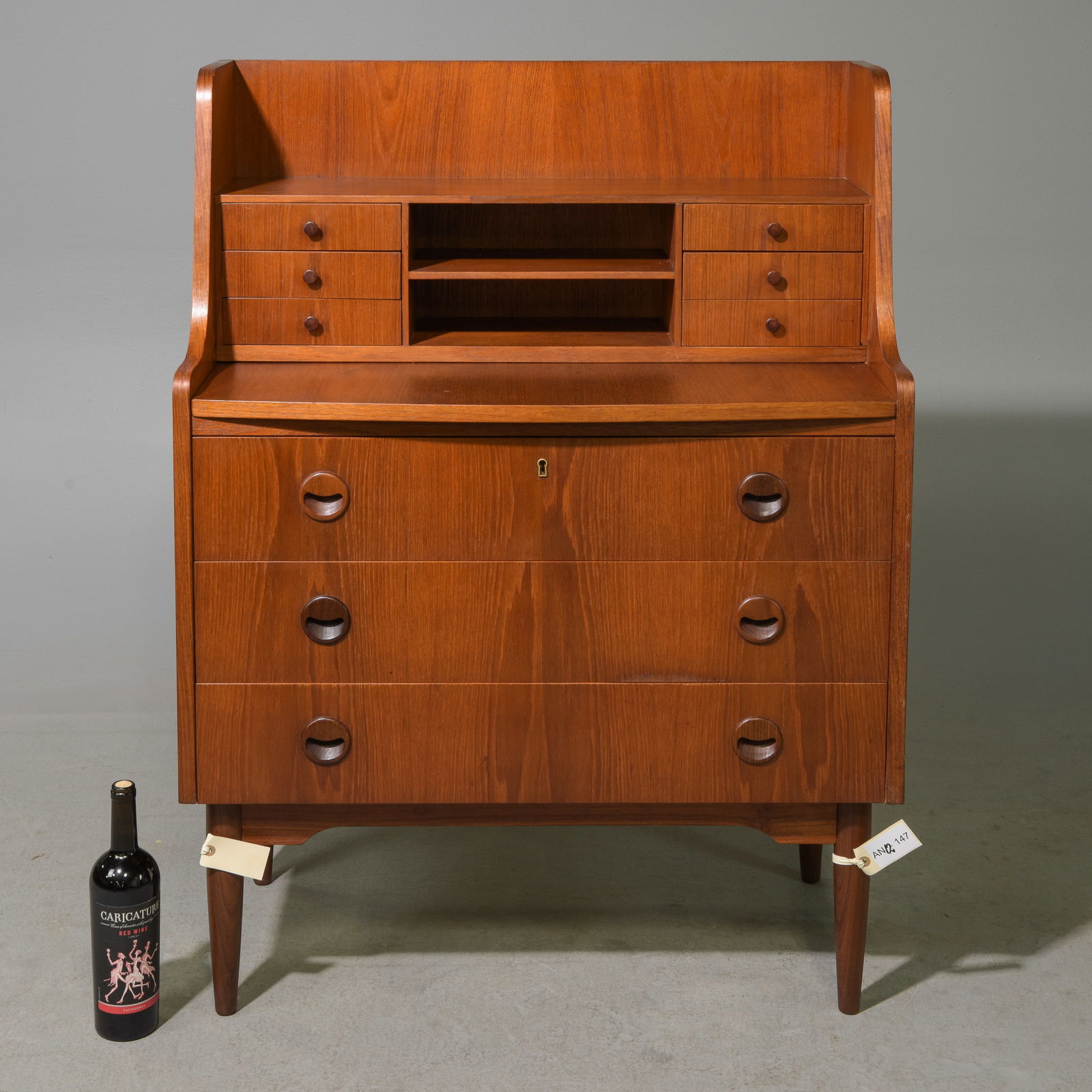 Danish Modern Bow Front Desk with Pull Out (1 of 6)