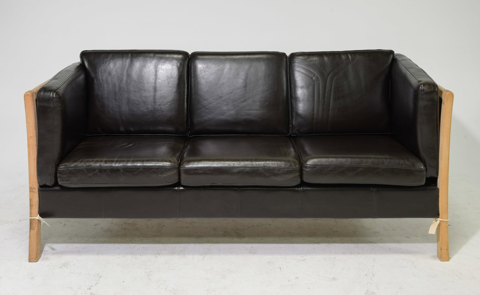 Danish Modern Black Leather Three Seater Sofa #1 (1 of 5)