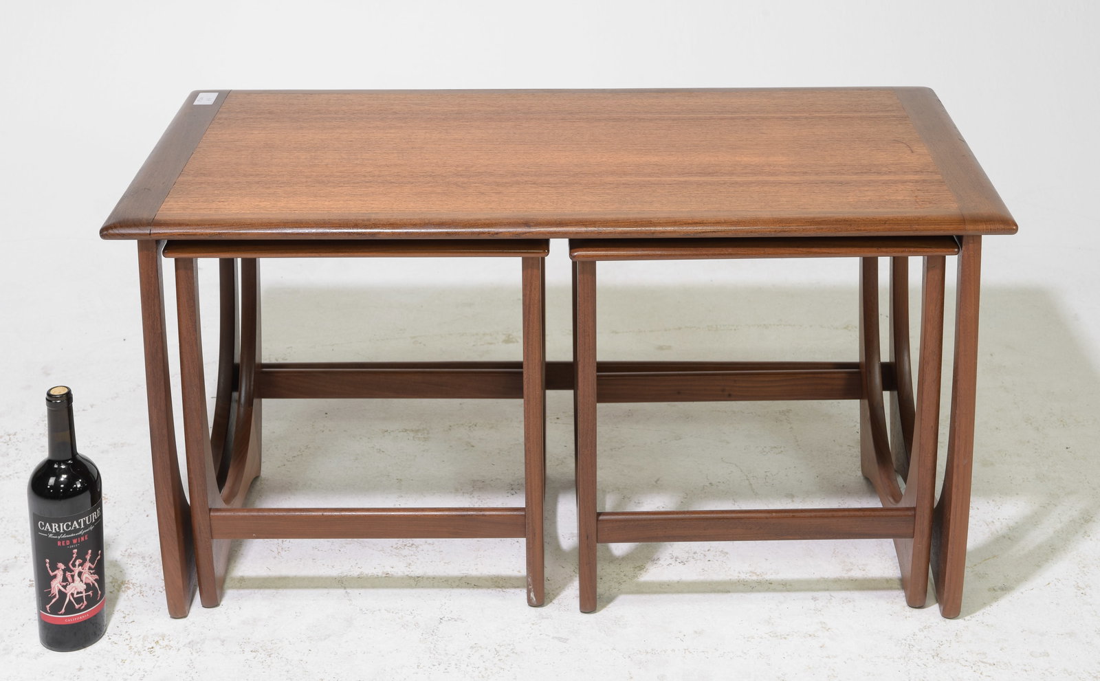 Mid Century Astro Nest / Coffee Table by G-Plan: This Danish Modern Style Teak nest is British and made by Mid Century Modern Furniture Maker G-Plan ( GPlan ) - 20.5 in tall x 39 x 20, The smaller tables are 19 in tall x 17 x 18 each