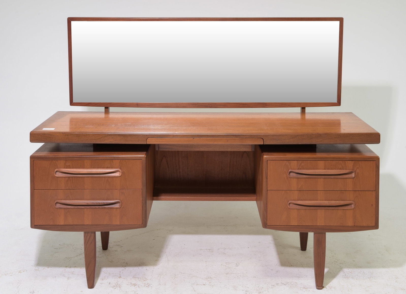 Mid Century G-Plan Fresco Dresser / Desk #1: This Danish Modern Style dresser / desk is British and made by Mid Century Modern Furniture Maker G Plan ( Gplan ), Part of their Fresco Series. - 47.5 in tall x 60 x 18.5, Kneehole is 25 x 20