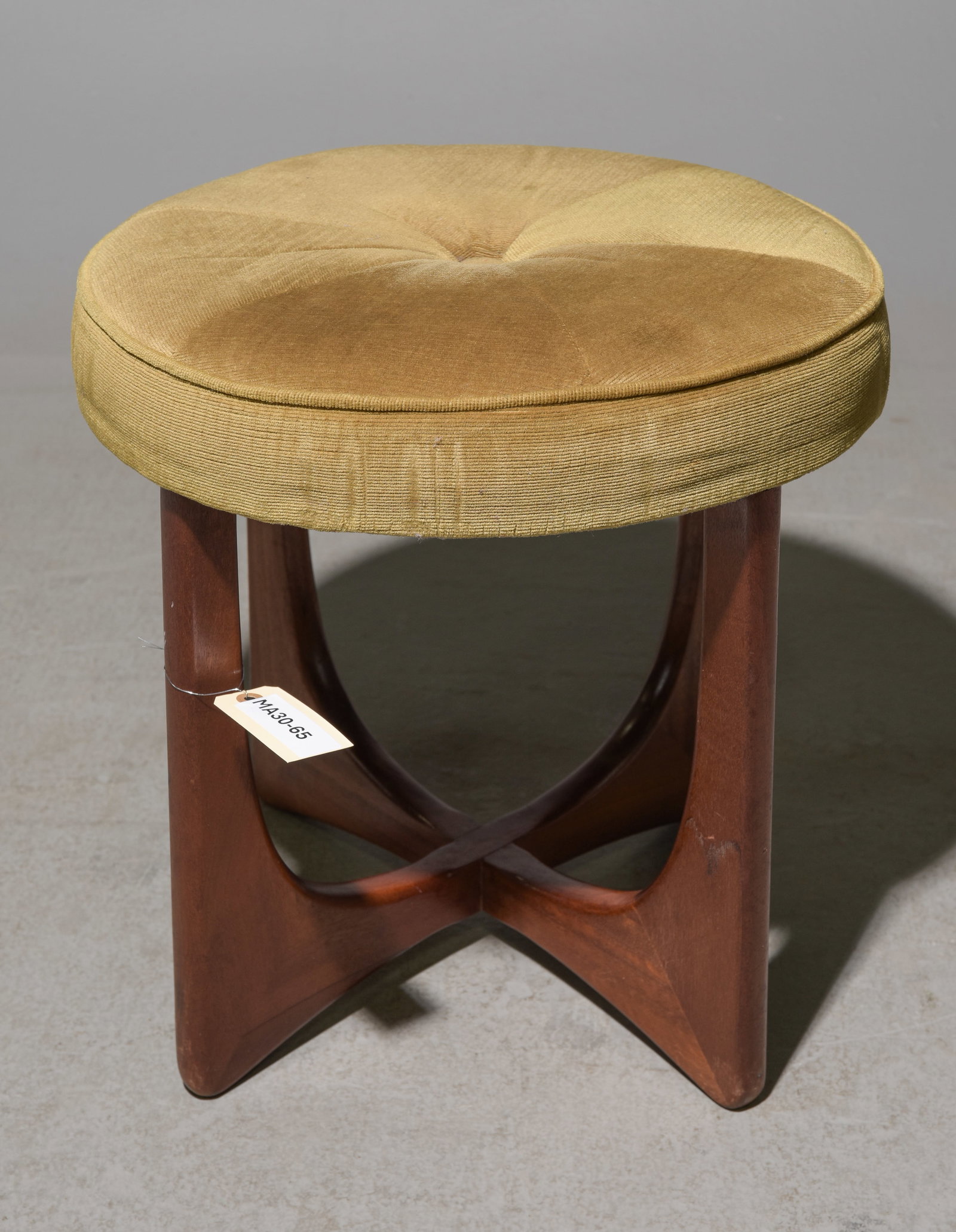 Mid Century Modern G-Plan Fresco Stool #2: This Danish Modern Style footstool is British and made by Mid Century Modern Furniture Maker G Plan ( Gplan ), Part of their Fresco Series. - 18.5 tall x 19 inch diameter