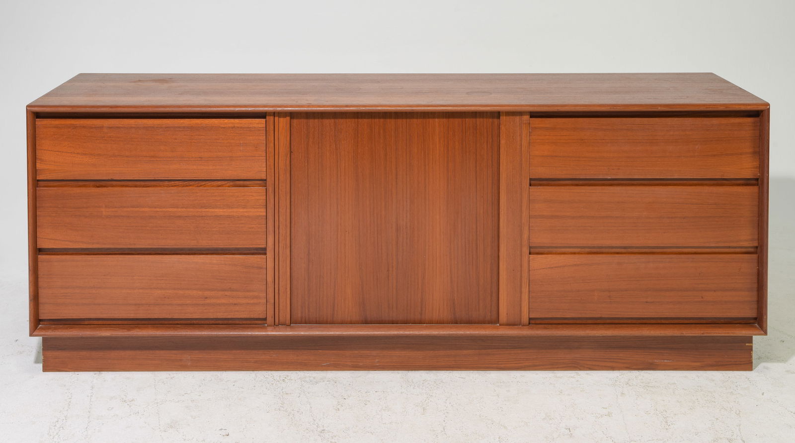 Danish Modern Tambour Door Dresser / Credenza: Danish Mid Century Modern Tambour Door Dresser / Credenza - 28.5 in tall x 75 x 19
