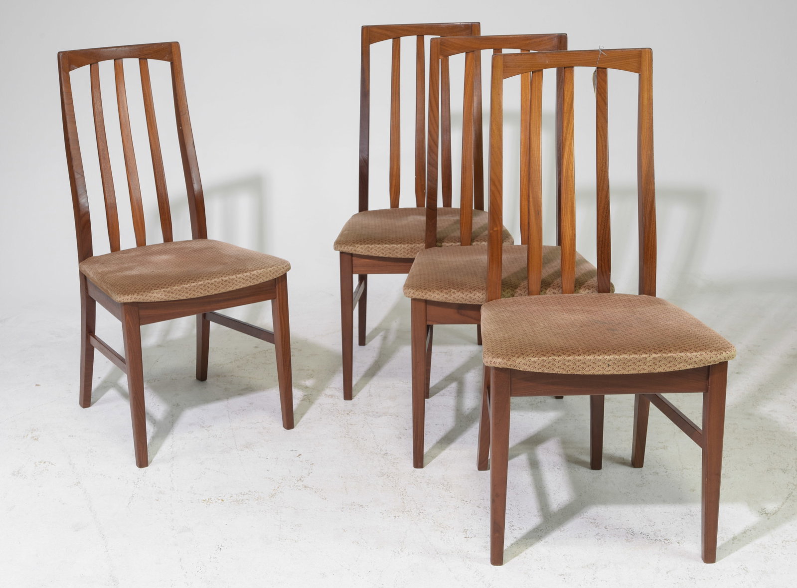 Mid Century Modern Set of 4 Dining Chairs: Danish Modern Style Set of 4 Dining Chairs - 39 in tall x 19 x 18 each with a seat height of 17.5 inches
