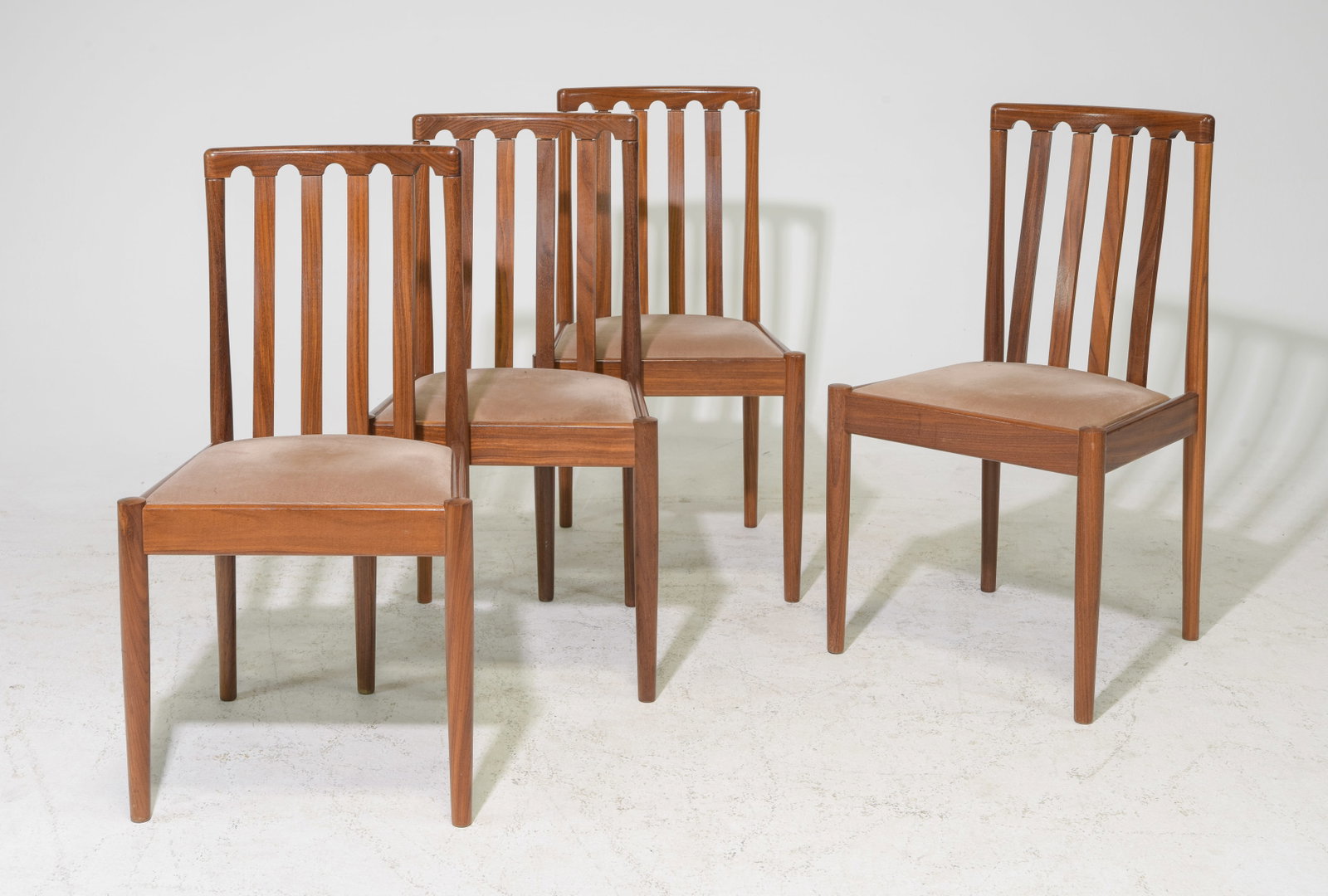 6 Mid Century Modern Dining Chairs - Meredew: 6 Danish Modern Style Dining Chairs By Meredew - 35 in tall x 19 x 19.5, Seat height is 18 inches