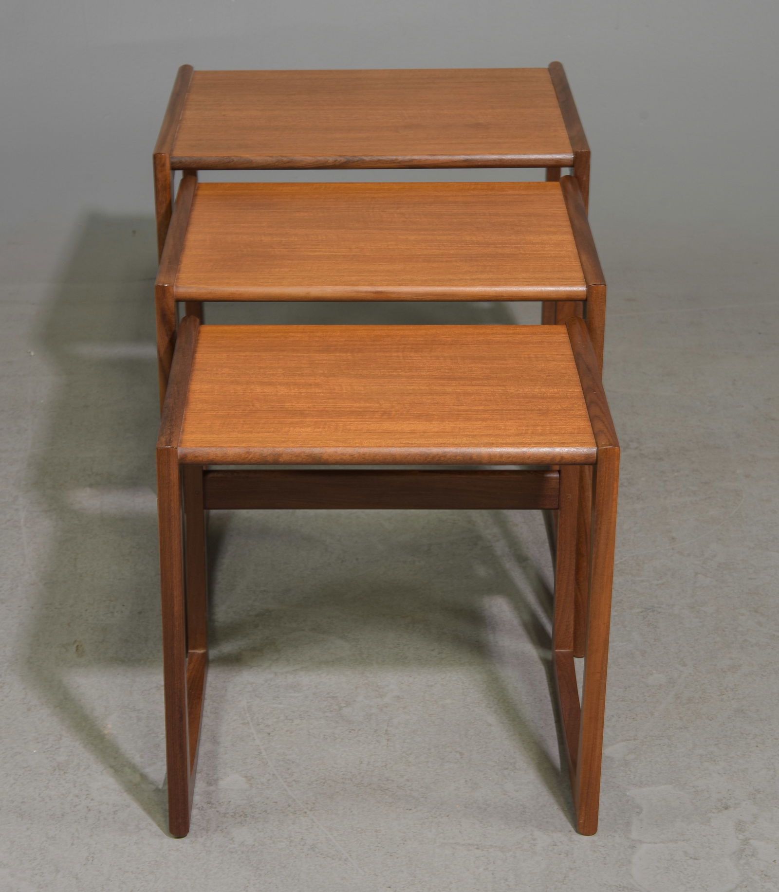 Mid Century Modern Quadrille Nest of 3 Tables #1: This Danish Modern Style Nest is British and made by Mid Century Modern Furniture Maker G Plan ( Gplan ) it stacks to make a bookcase as well. - tallest one is 19.5 in tall x 21 x 17, middle one is 18