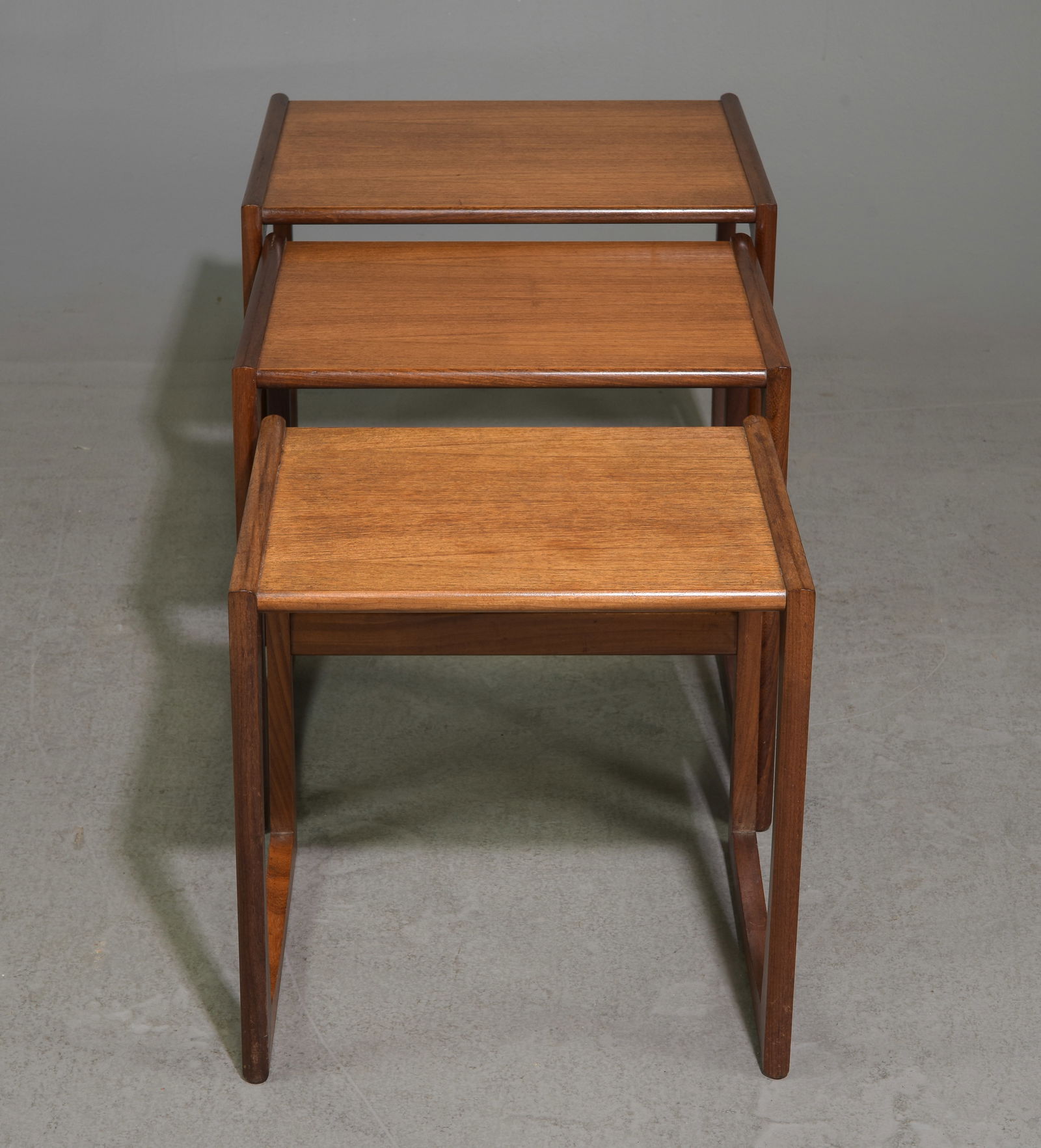 Mid Century Modern Quadrille Nest of 3 Tables #2: This Danish Modern Style Nest is British and made by Mid Century Modern Furniture Maker G Plan ( Gplan ) it stacks to make a bookcase as well. - tallest one is 19.5 in tall x 21 x 17, middle one is 18
