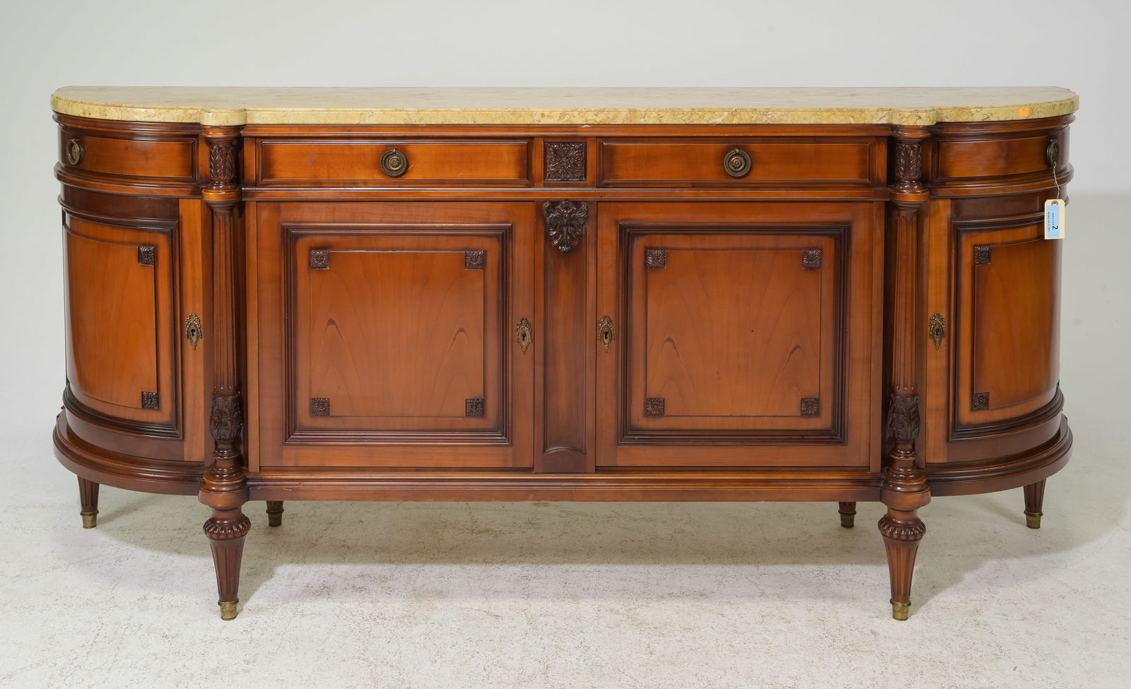 Louis XVI Style Marble Top Curved Cherry Sideboard (1 of 9)