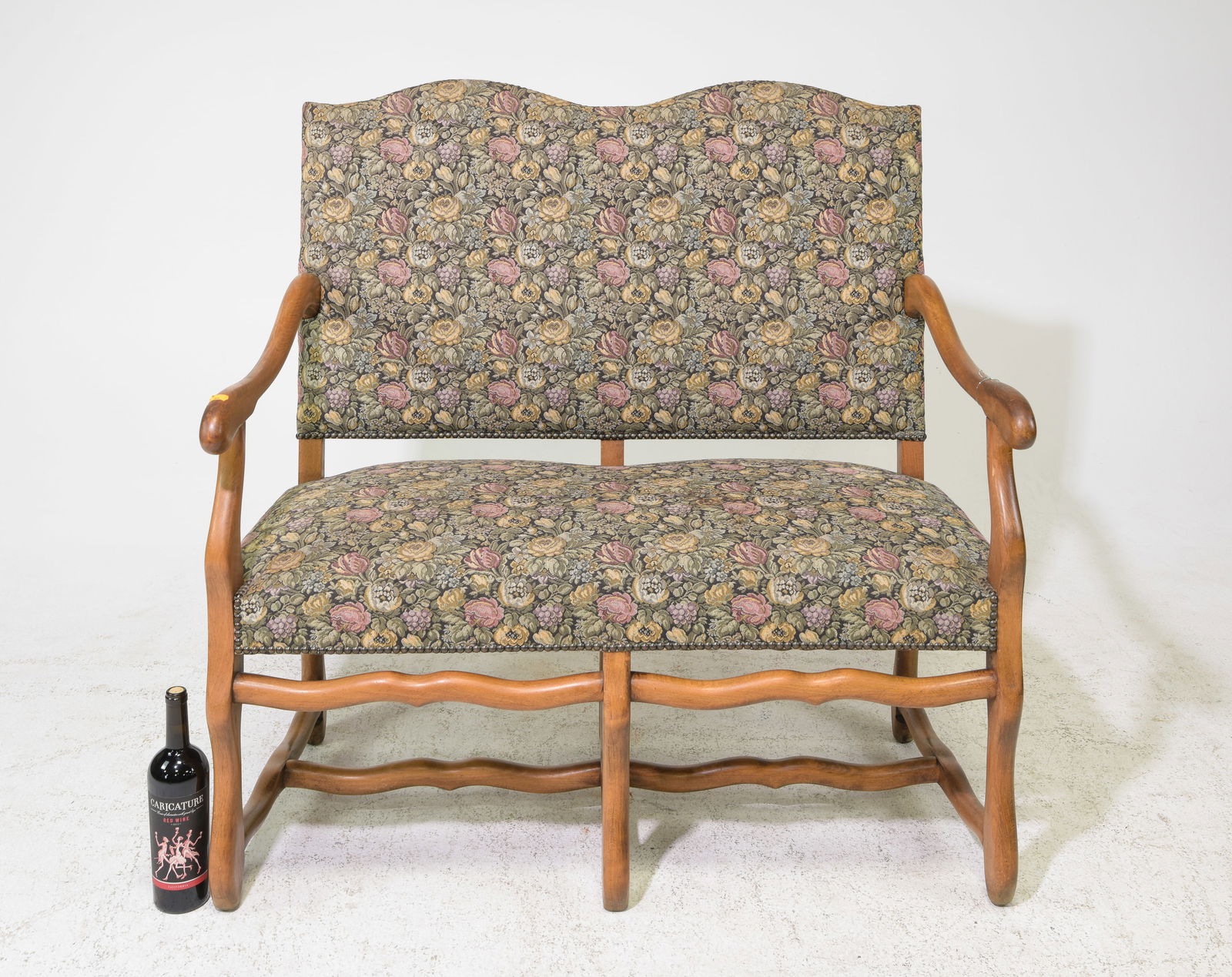 French Mouton Style Floral Upholstered Settee (1 of 4)