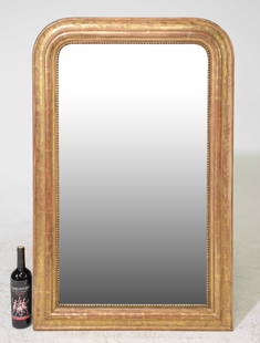 Louis Philippe Style Gold Gilt & Painted Framed Mirror: French Louis Philippe Style Gold Gilt & Painted Framed Mirror - 46.5 in tall x 29 x 3