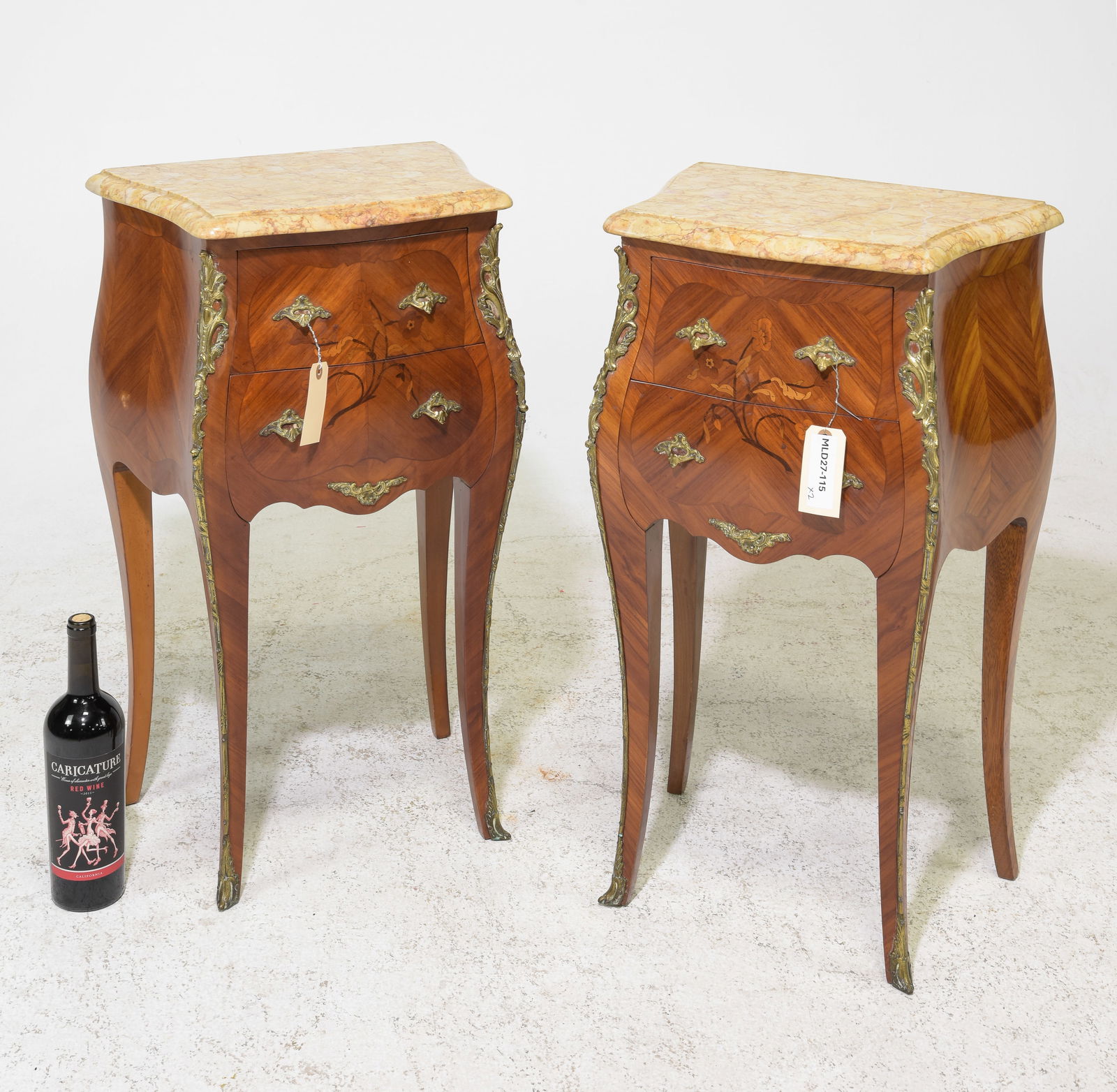 2 Louis XV Style Marble Top Inlaid Chests (1 of 4)