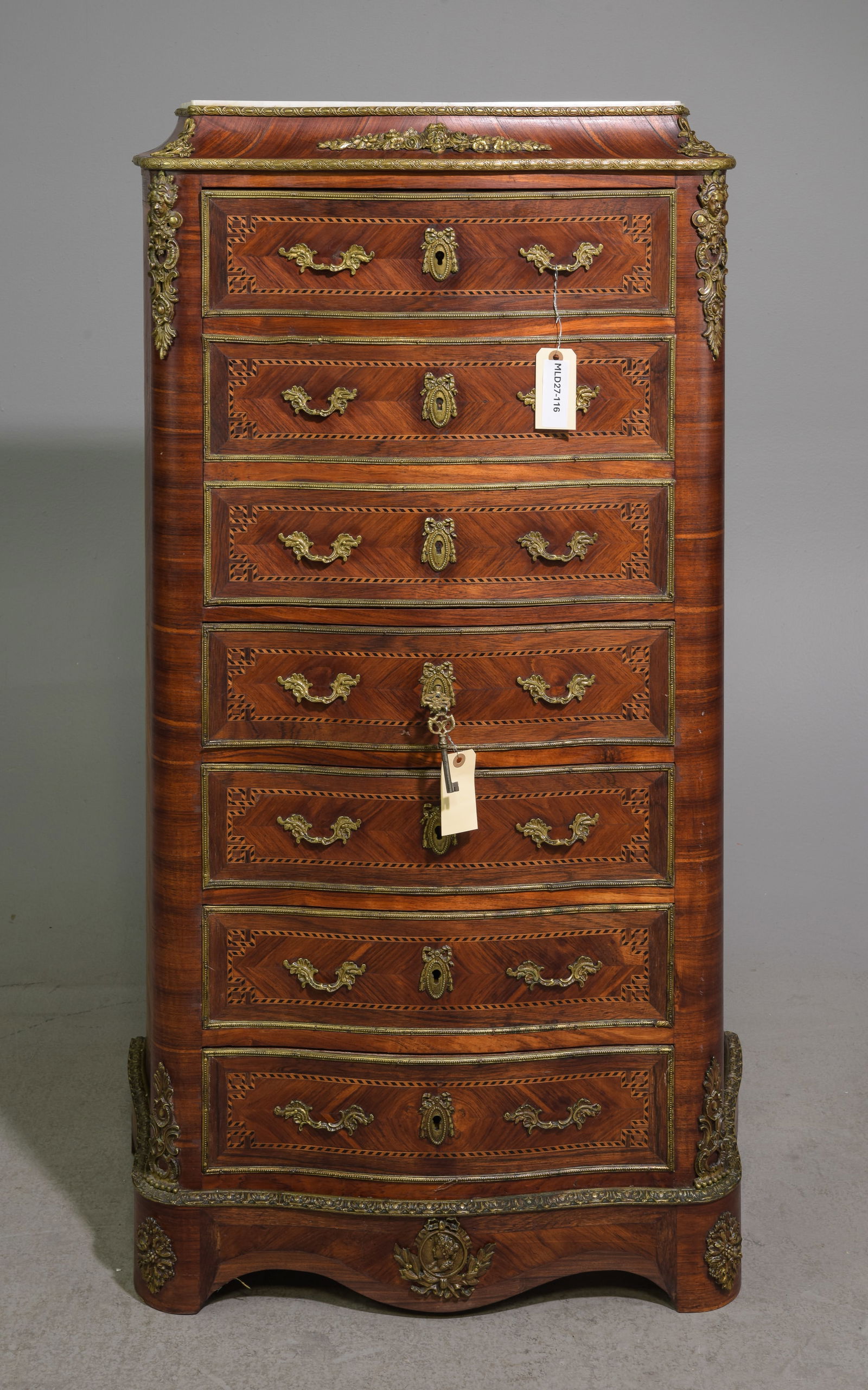 French Inset White Marble Top Secretary Abattant (1 of 9)