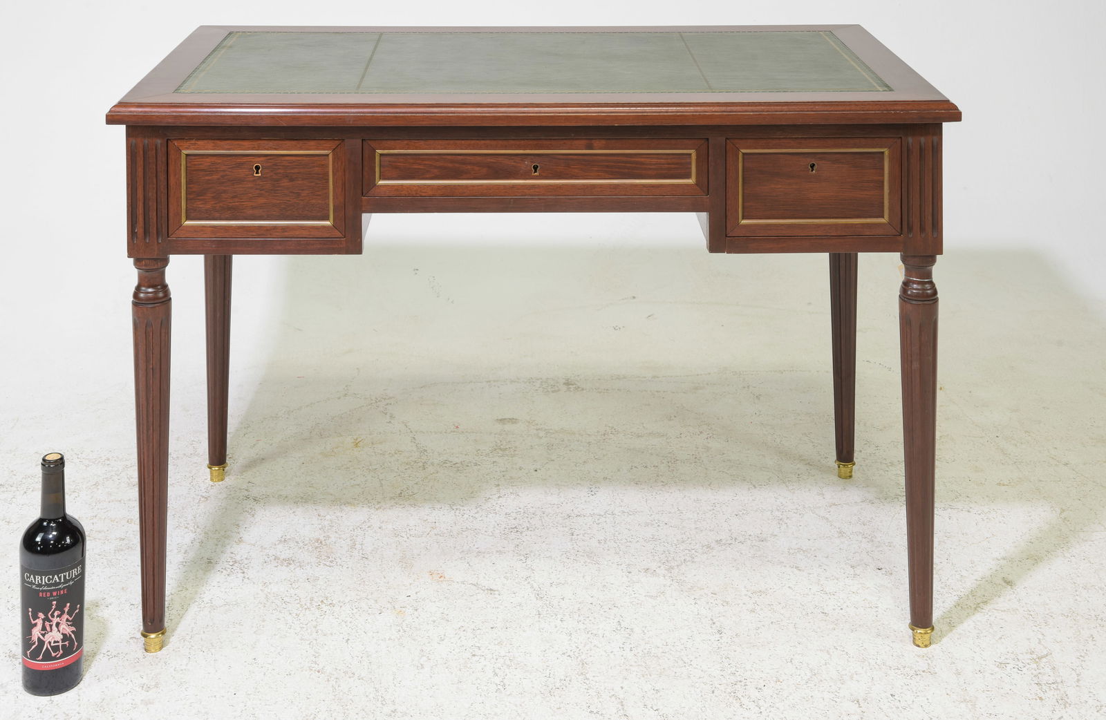 Louis XVI Style Green Leather Top Writing Table (1 of 4)