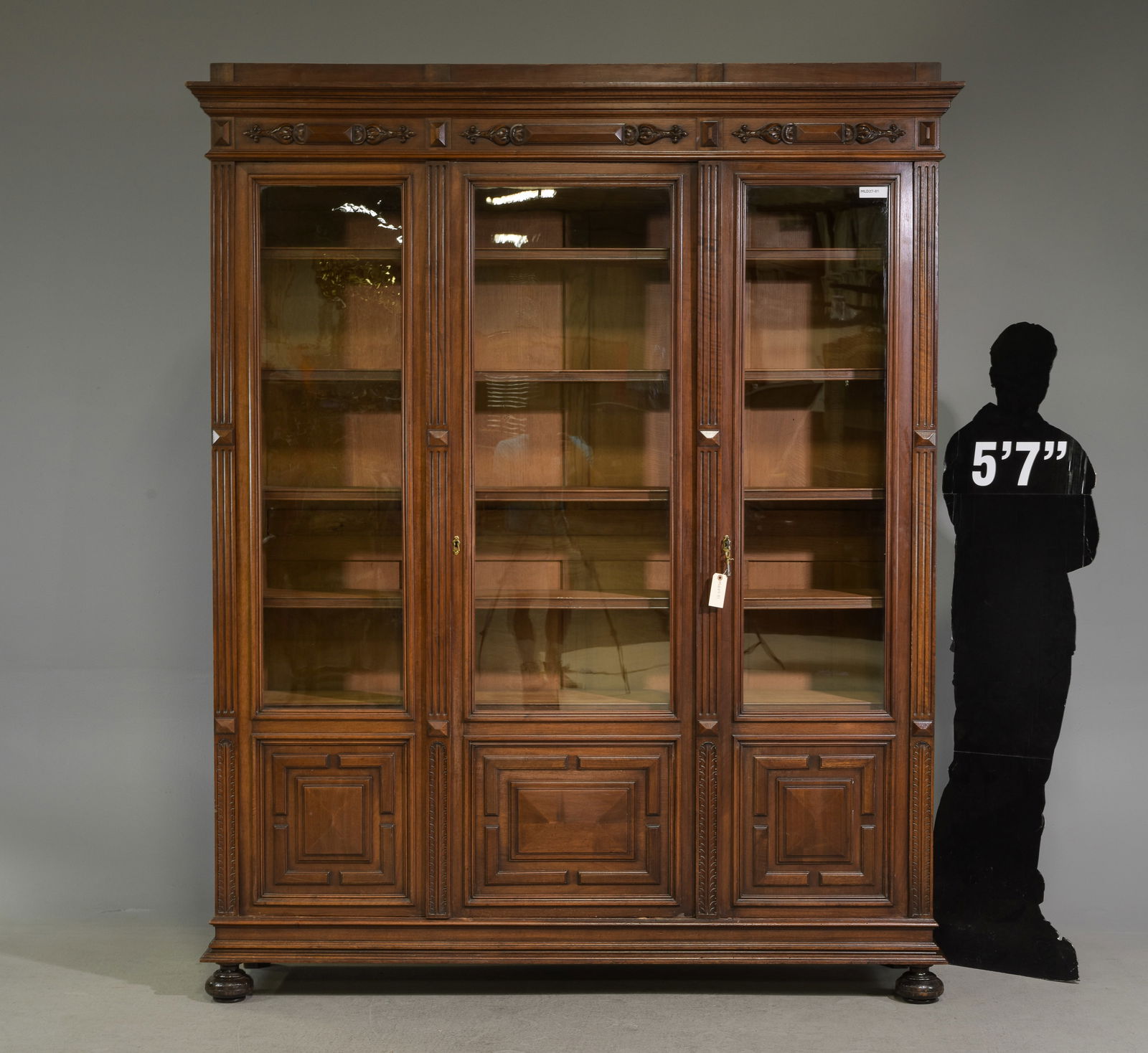 Henri II Style Triple Door Bookcase / Cupboard (1 of 7)