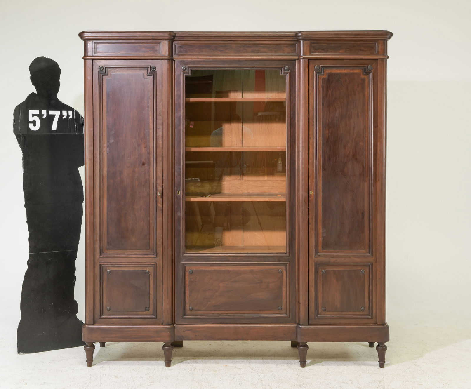 Louis XVI Style Triple Door Bookcase / Cupboard (1 of 7)