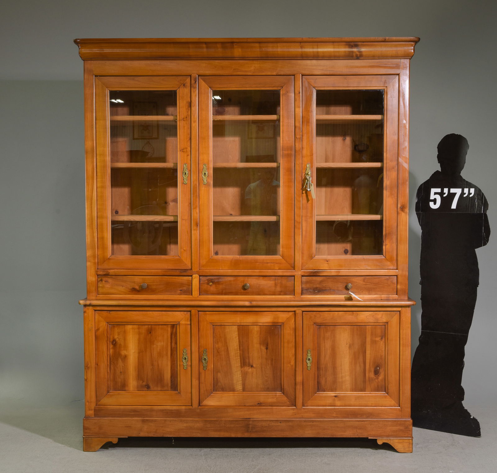 Louis Philippe Style Triple Door Bookcase (1 of 7)