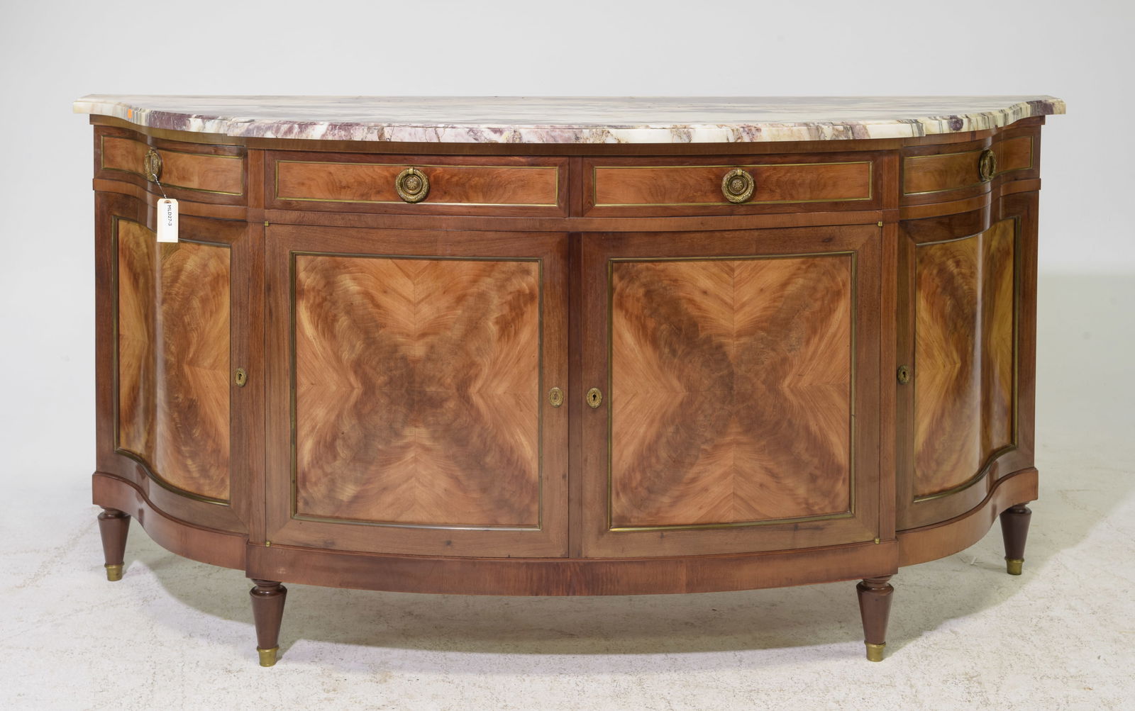 Louis XVI Style Bow Front Marble Top Sideboard (1 of 5)
