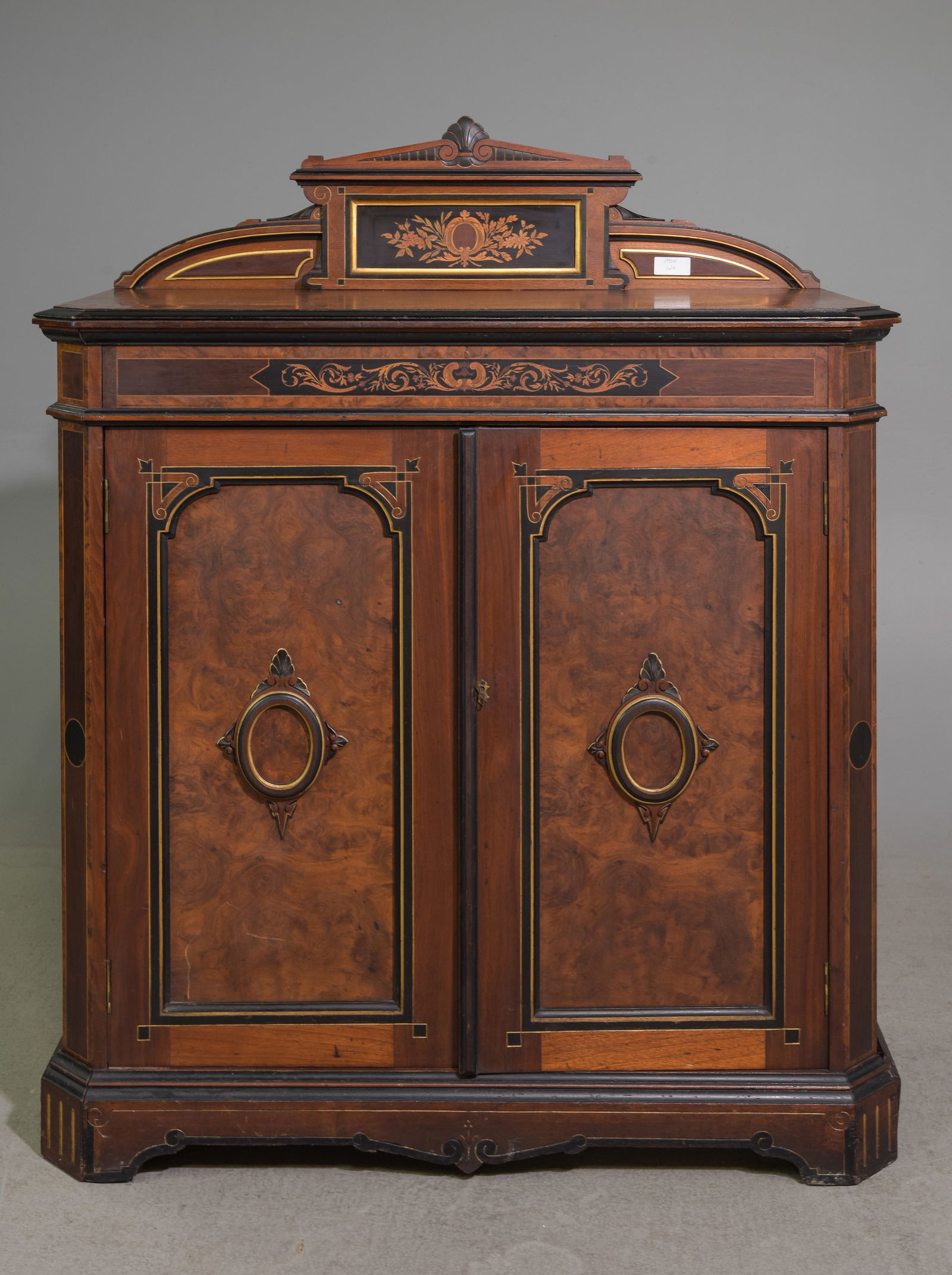 Victorian Style Walnut Inlaid Two Door Hall Cabinet (1 of 7)