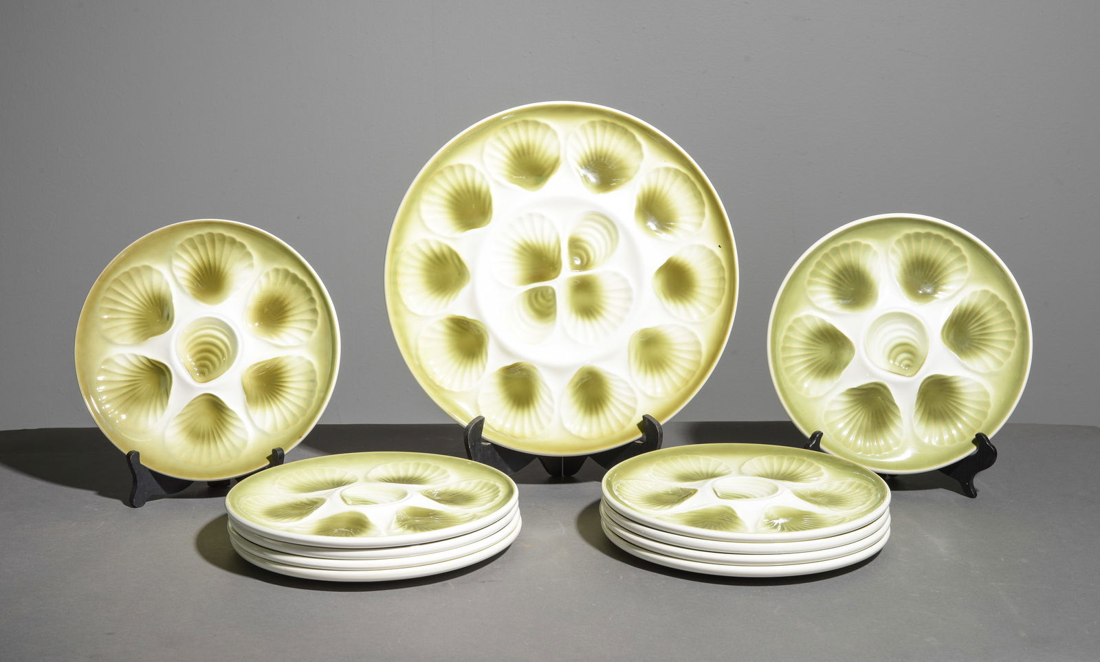 11pc Green Oyster Plate Set - Platter & 10 Plates (1 of 5)
