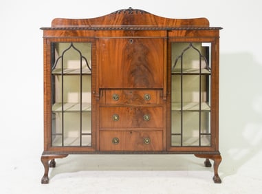 British Mahogany Ball & Claw Drop Front Bookcase