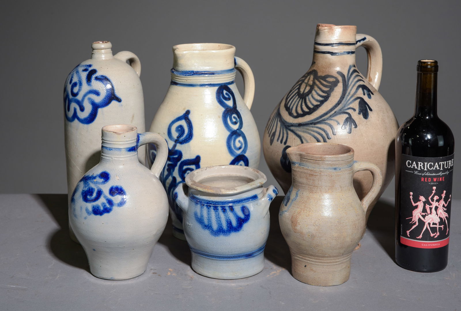 6 Assorted Salt Glazed Pottery Jugs / Pots (1 of 6)