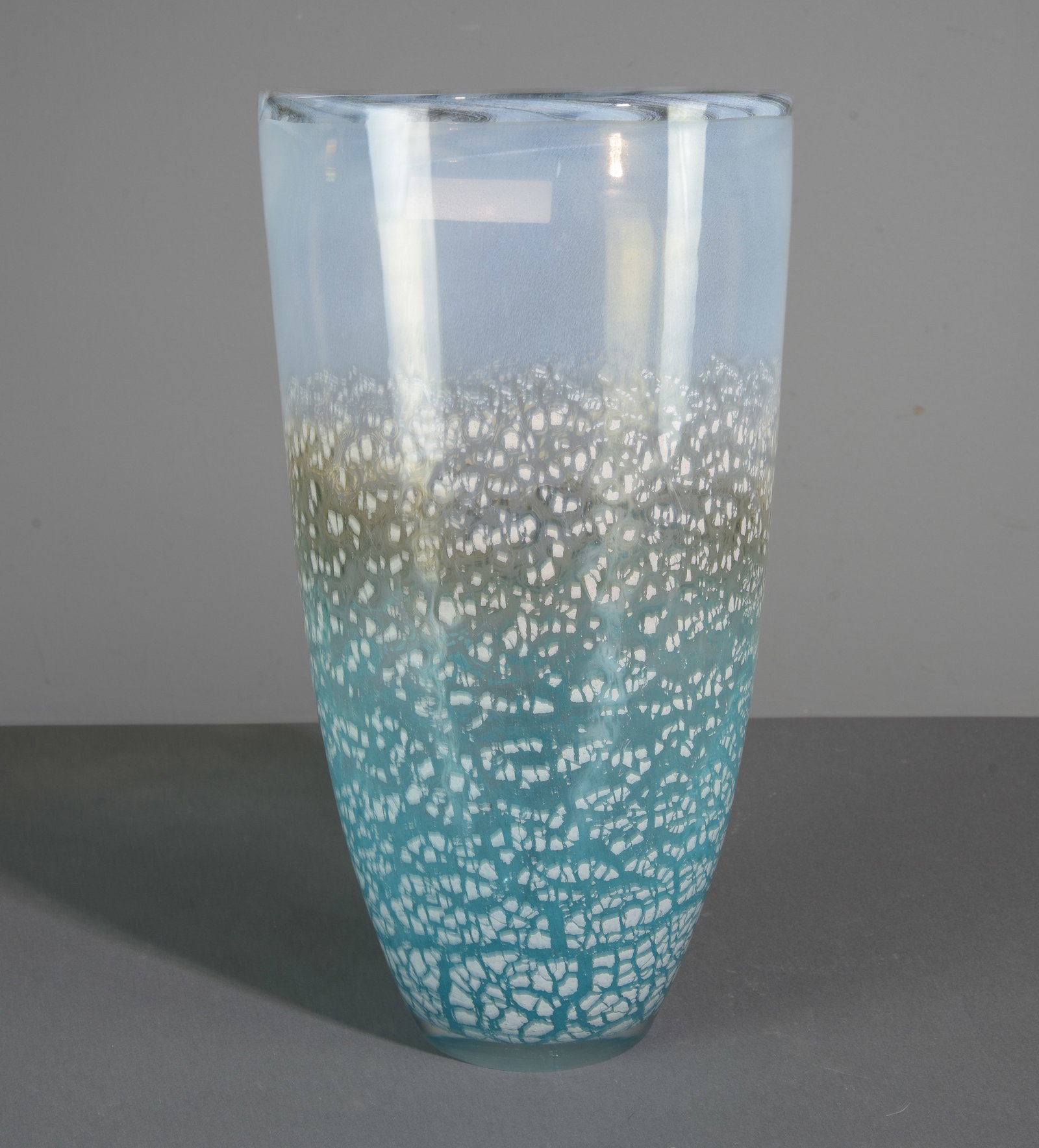 Hand Blown Art Glass Vase: Italian Murano Blown Art Glass Vase - 15 in tall x 8 inch diameter