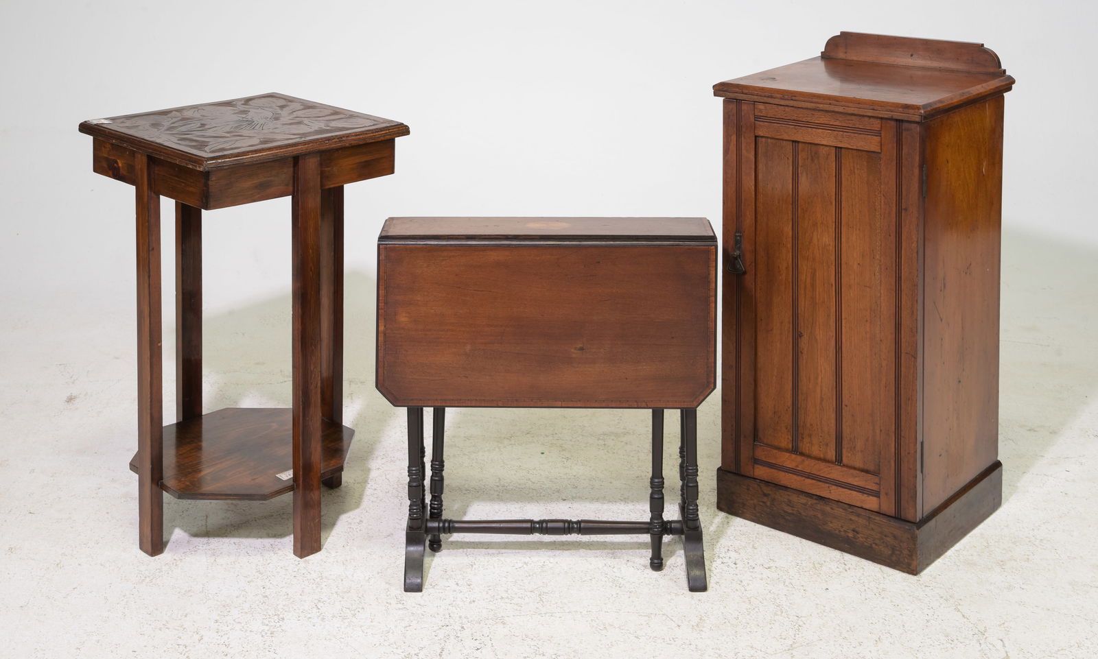 3pcs - British Oak / Mahogany Tables & Cabinet (1 of 5)