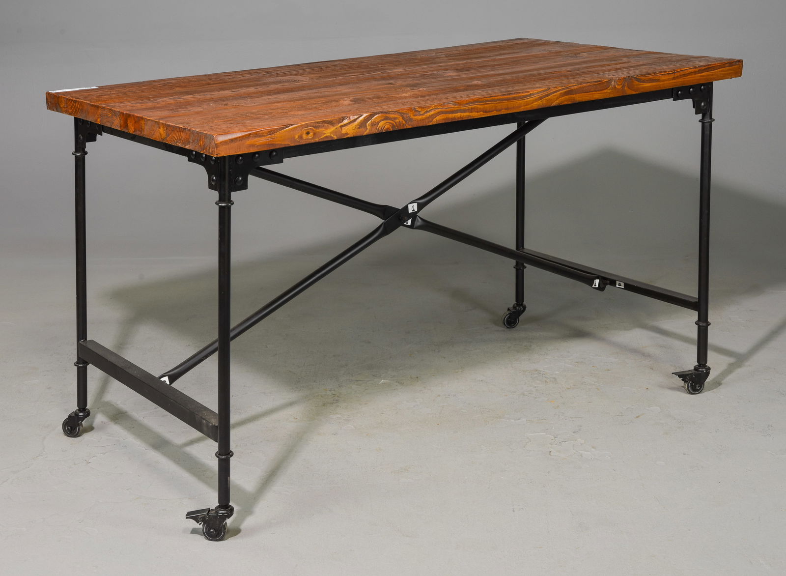 Industrial Style Rolling Wood Top Table (1 of 2)