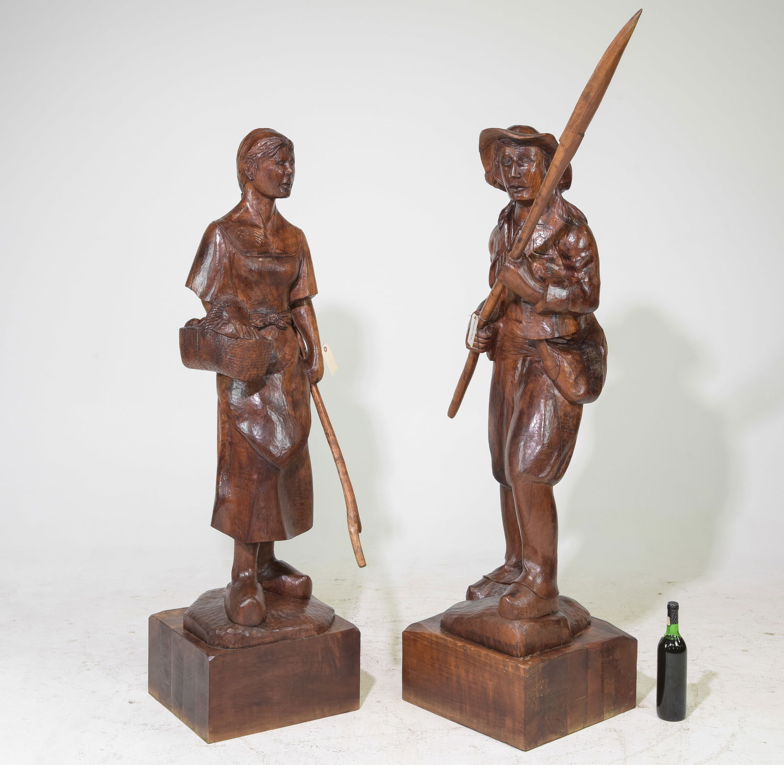 2 French Large Hand Carved Figures (1 of 6)