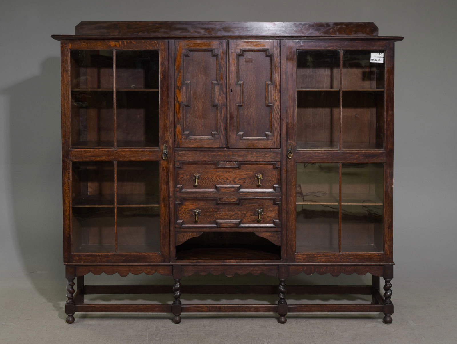 Jacobean Barley Twist Oak Bookcase c.1920's (1 of 7)