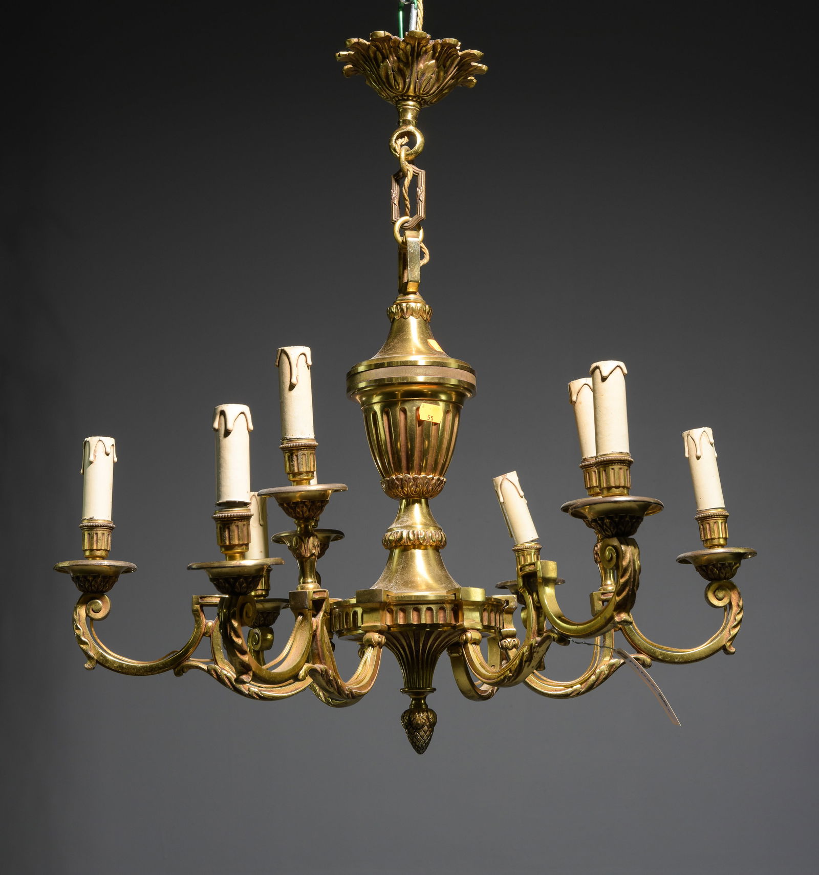 French Louis XV Style Gold 9 Light Chandelier: French Louis XV Style Gold 9 Light Chandelier - 20 in tall x 27 inch diameter