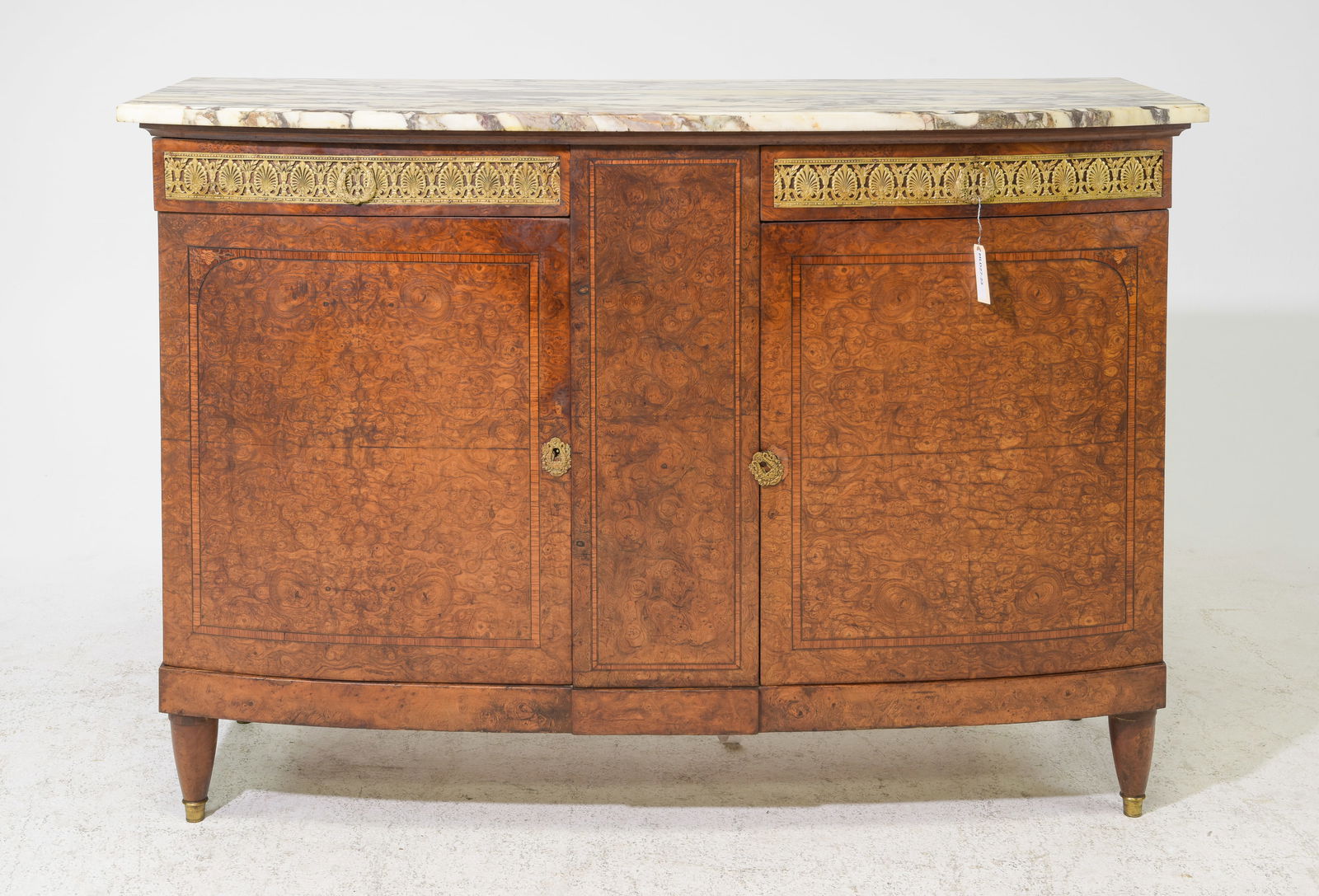 Louis XVI Style Marble Top Burled Sideboard (1 of 9)