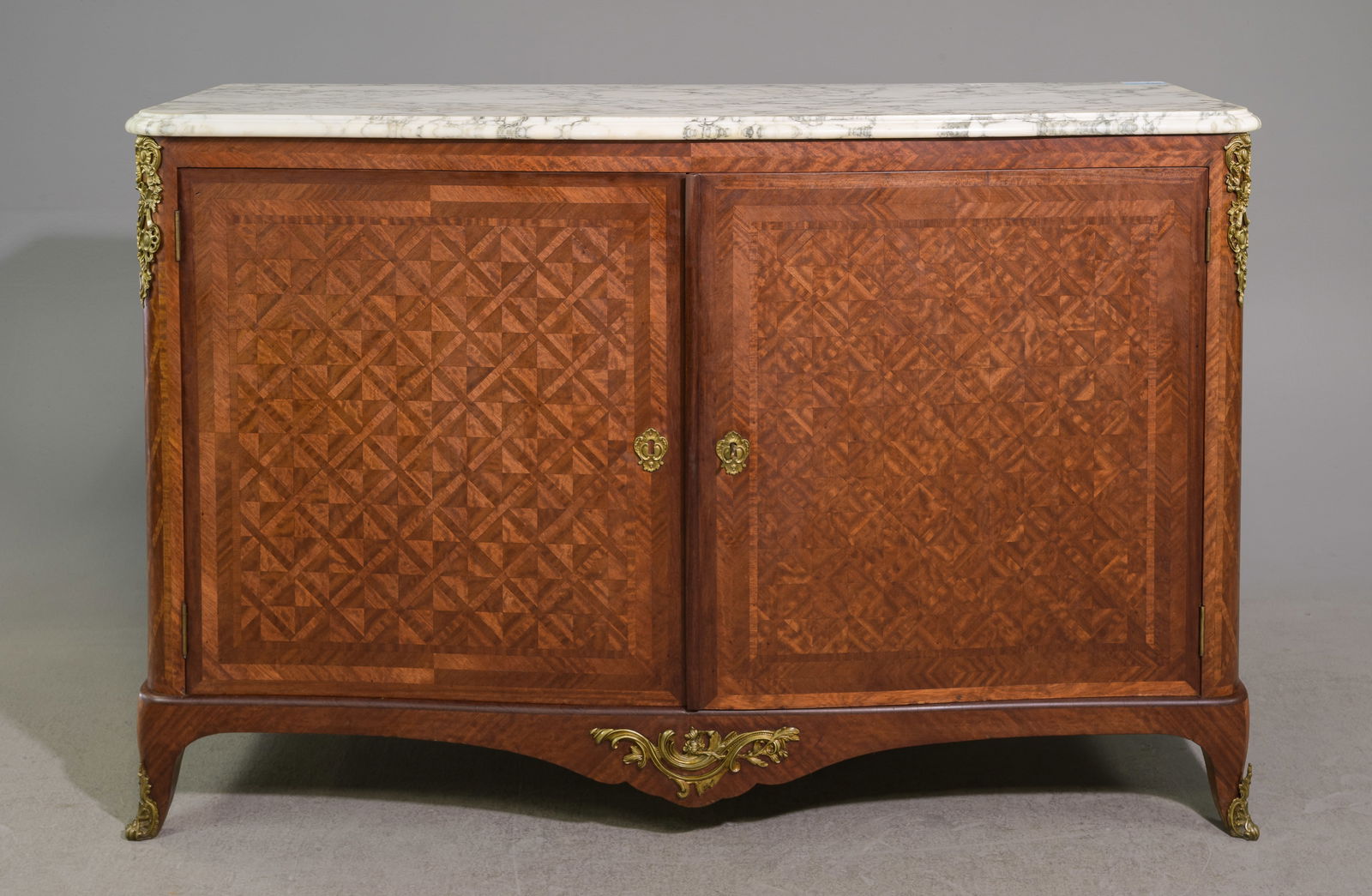 French Marble Top Marquetry Inlaid Sideboard (1 of 7)