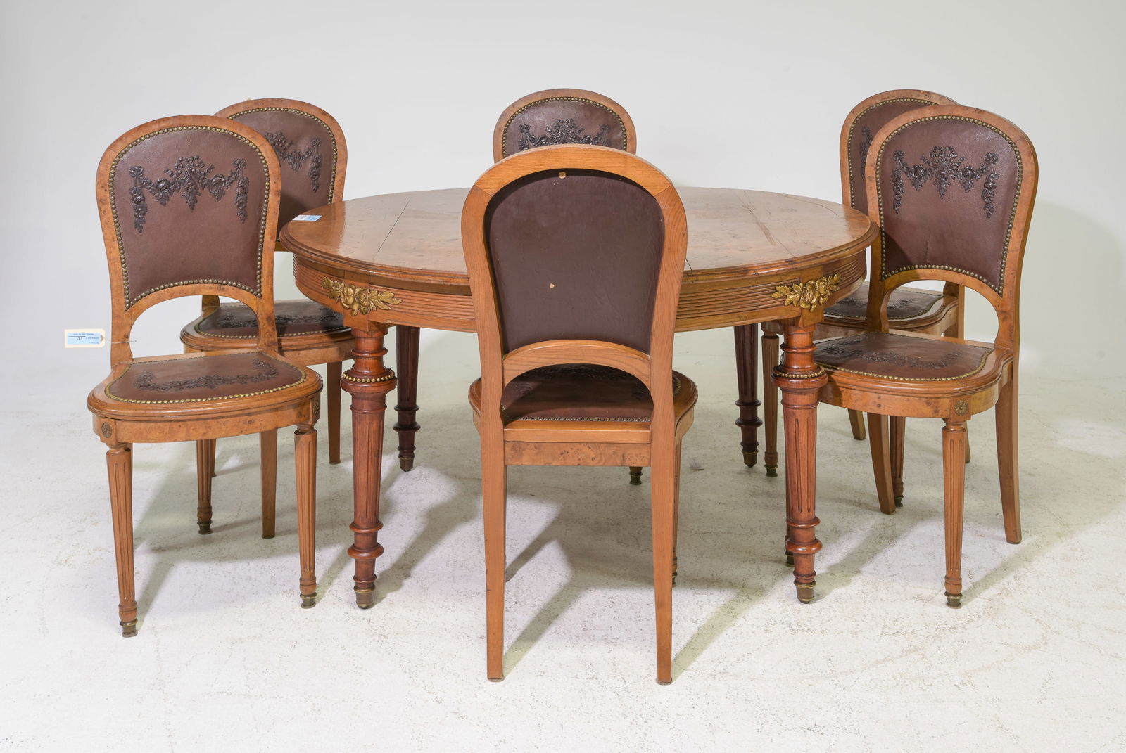 Louis XVI Style Walnut Table & 6 Dining Chairs (1 of 5)
