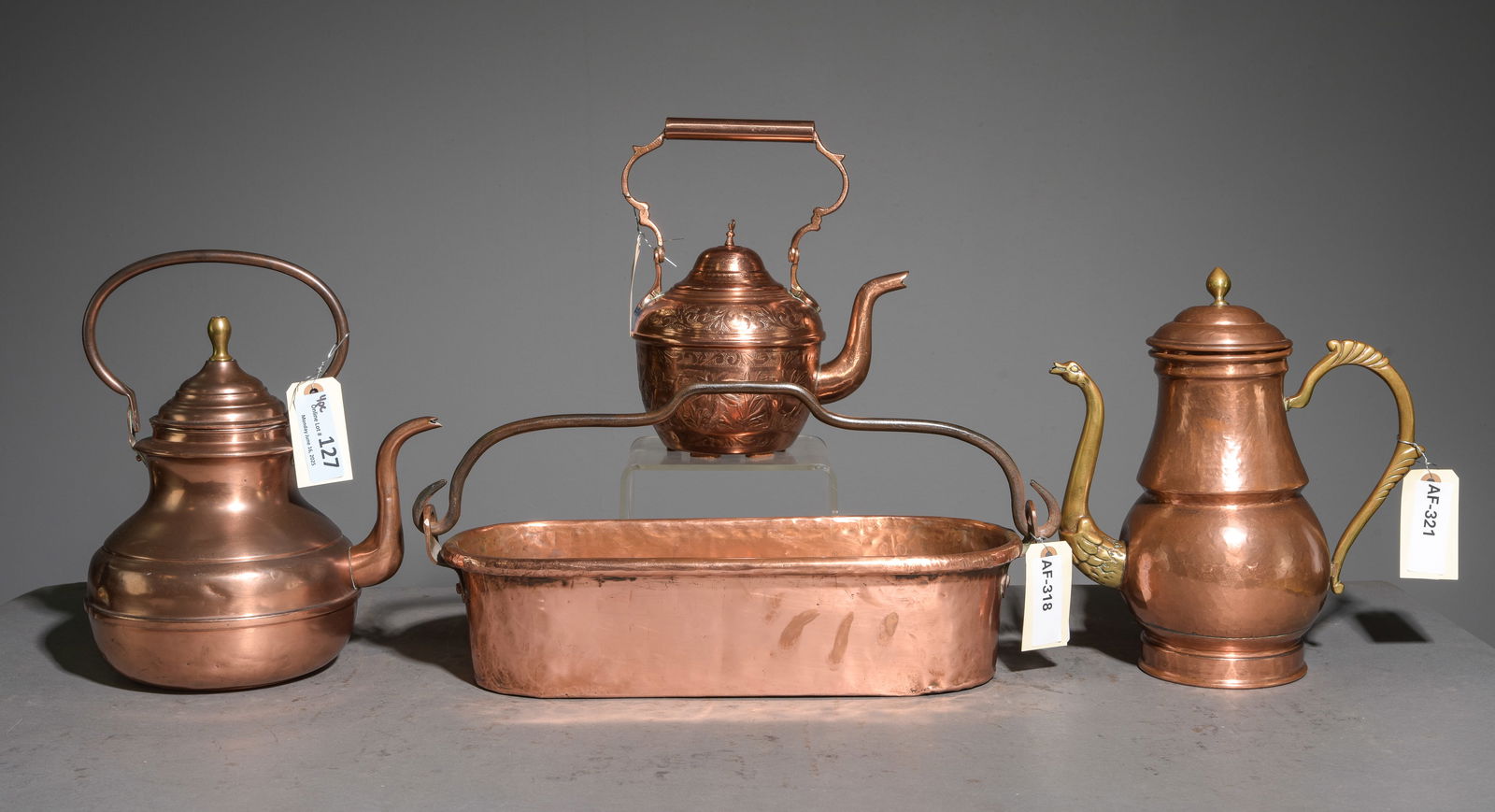 4pcs - French Copper Fish Kettle & Tea Pots (1 of 5)