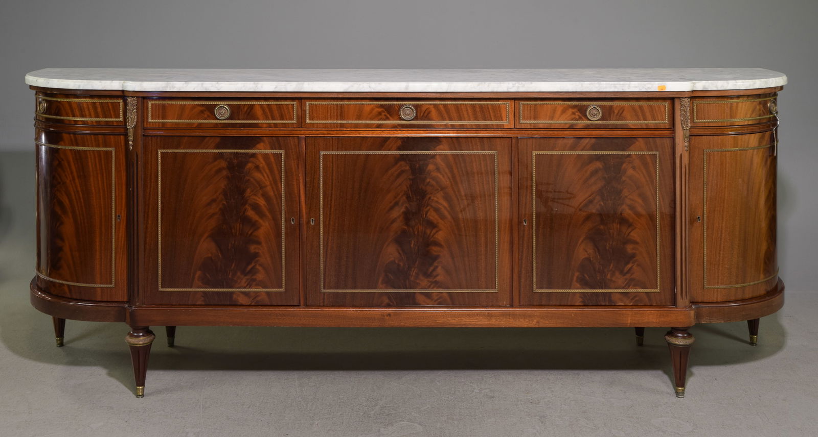 Louis XVI Style White Marble Top Curved Sideboard (1 of 5)