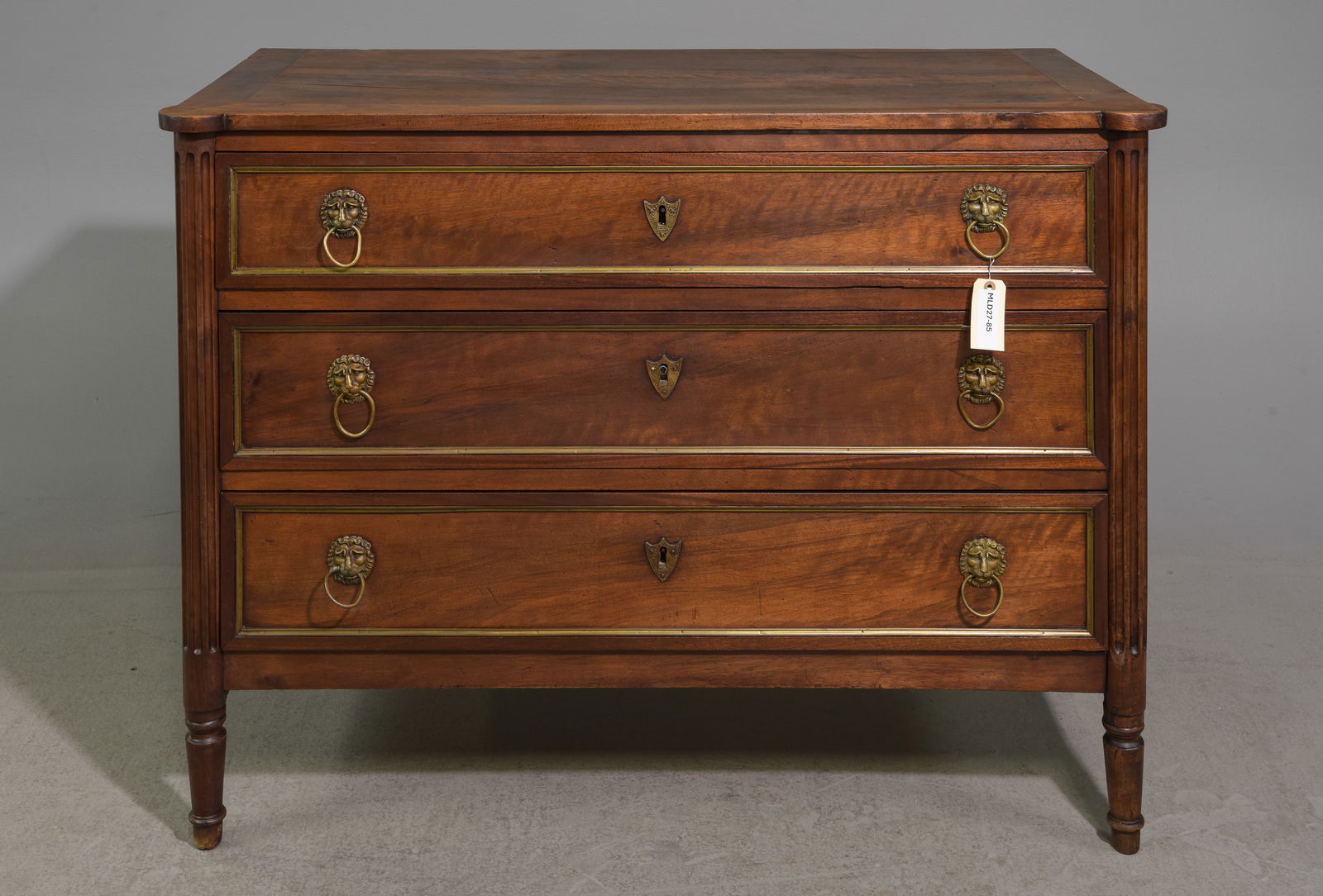 Louis XVI Style Three Drawer Chest with Lion Pulls (1 of 7)