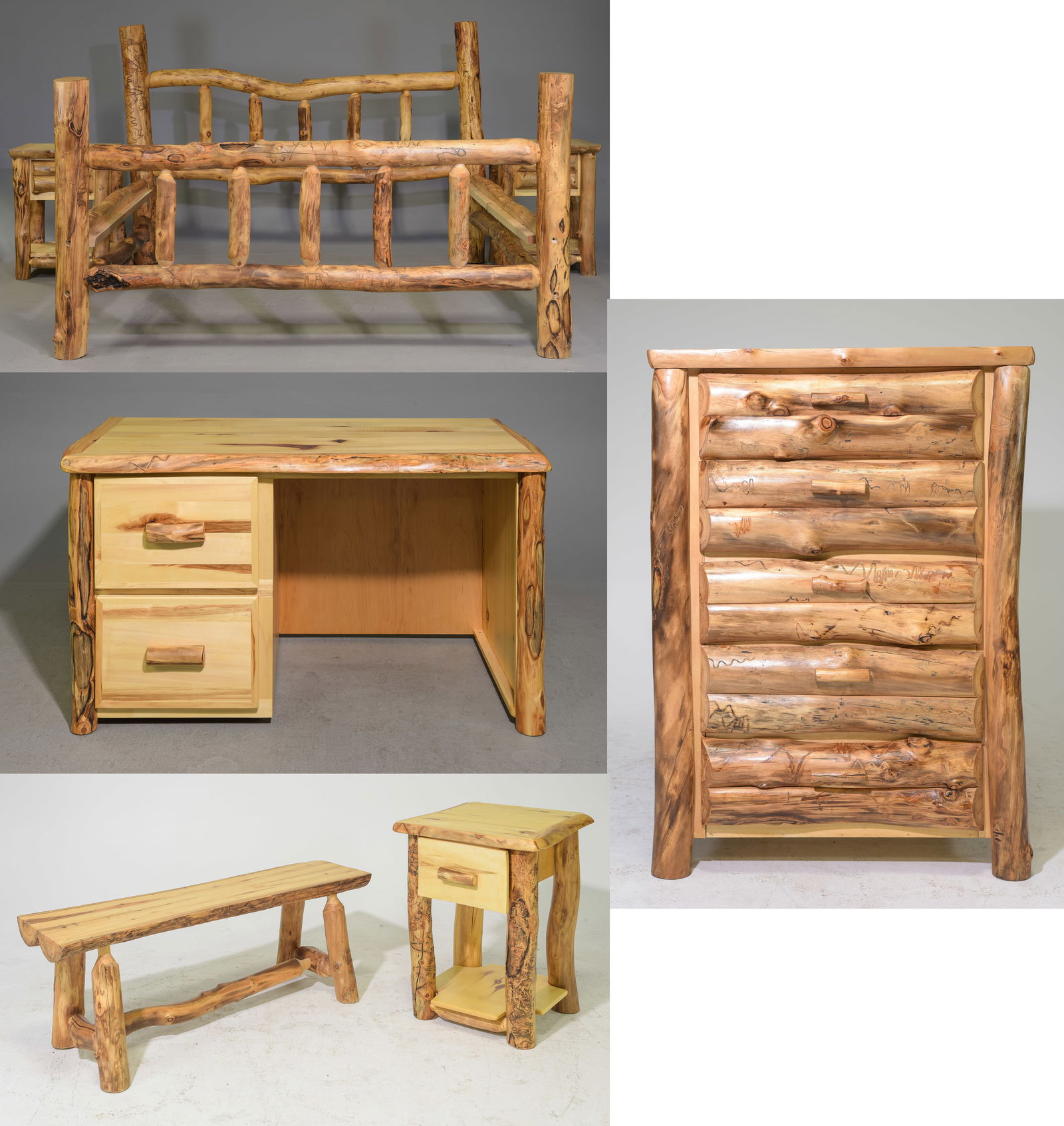 Western Ranch Style Log Bed Set & Desk (1 of 14)