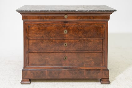 Louis Philippe Style Marble Top Walnut Chest