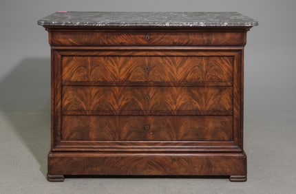 Louis Philippe Style Grey Marble Top Chest