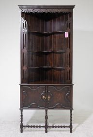 Jacobean Barley Twist Oak Open Corner Shelf